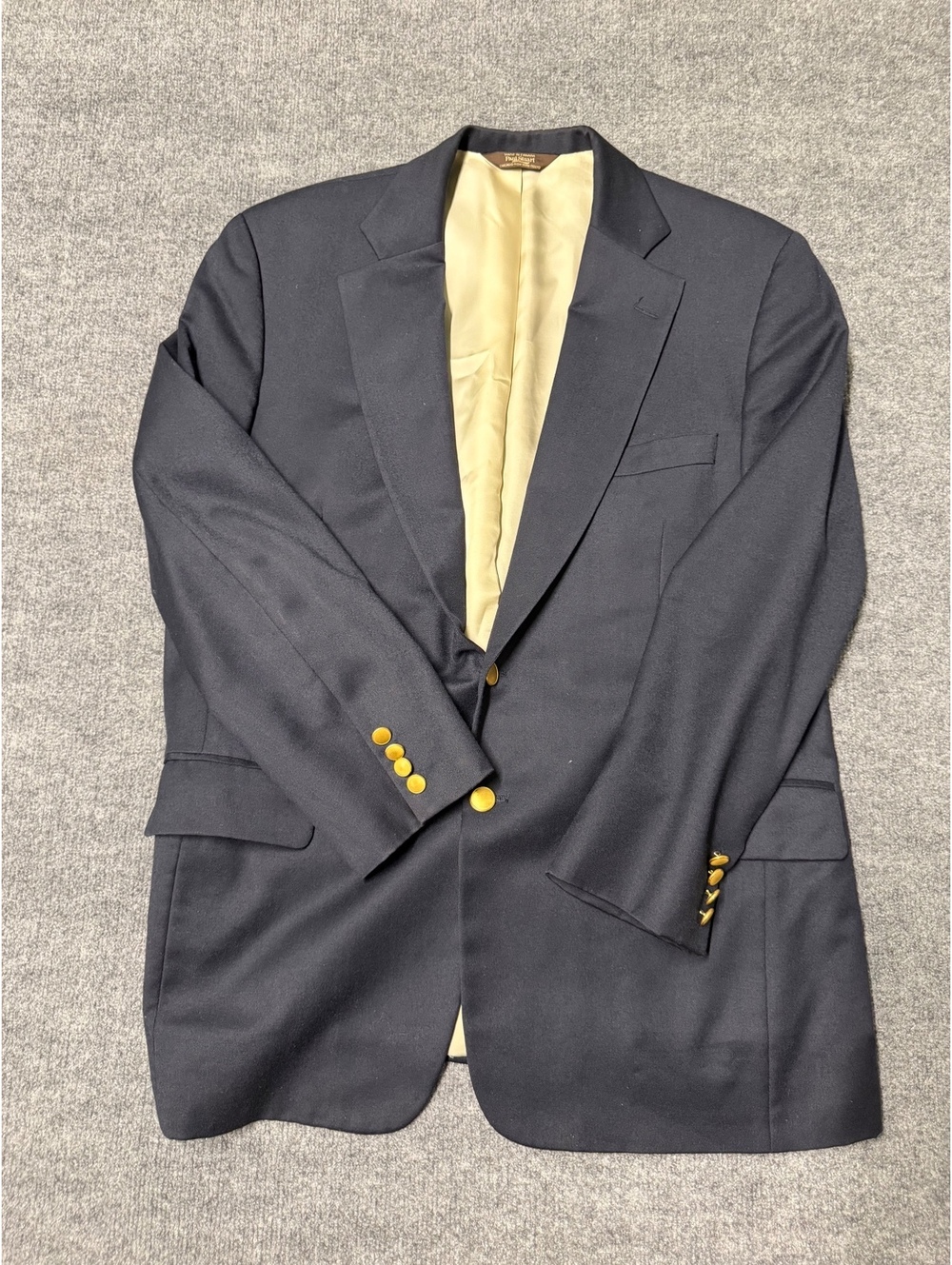 Paul Stuart Stuart II Men’s 42R Navy Wool Blazer Brass Buttons Made Canada